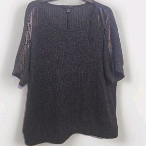 Gray Chandelier Scoop Neck Dolman Pullover Blouse